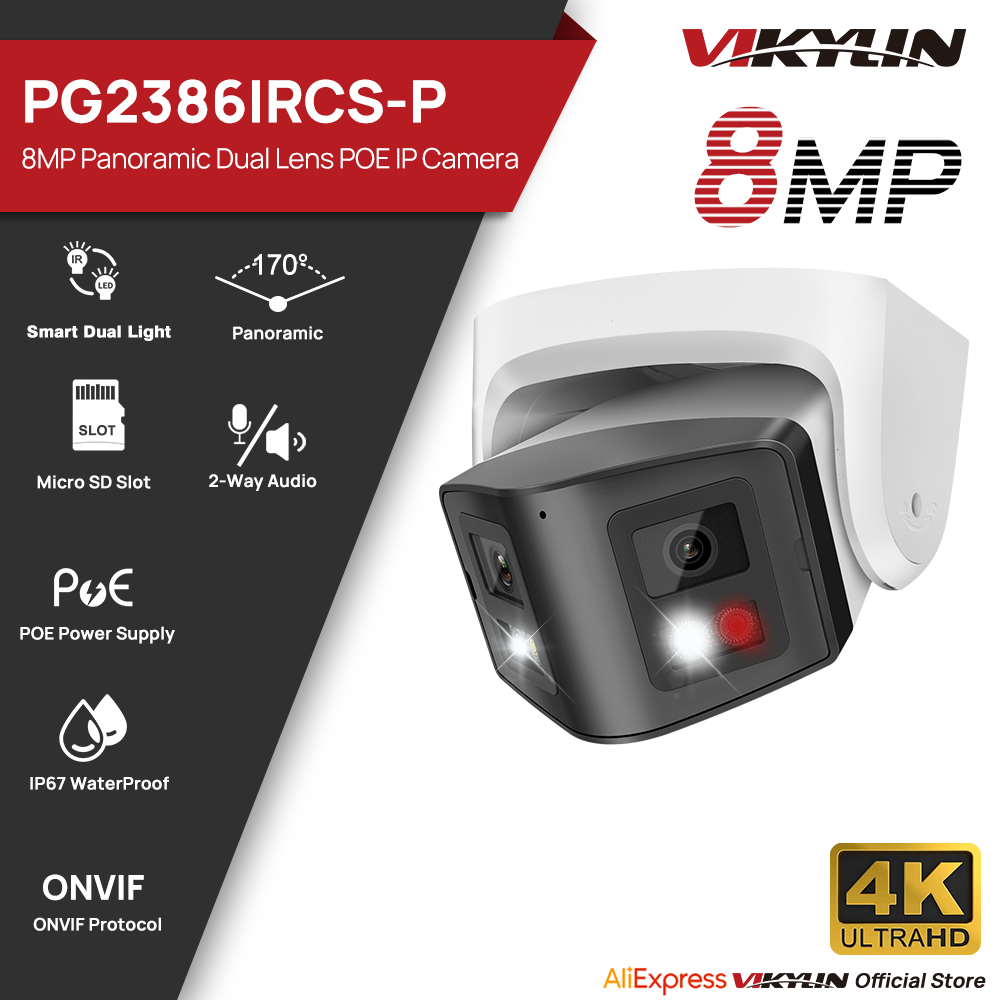 Pan Tilt Bracket - Vikylin 8MP Panorama-Smart-Dual-Light-IP-Kamera Zwei-Wege-Sprechfunktion CCTV POE