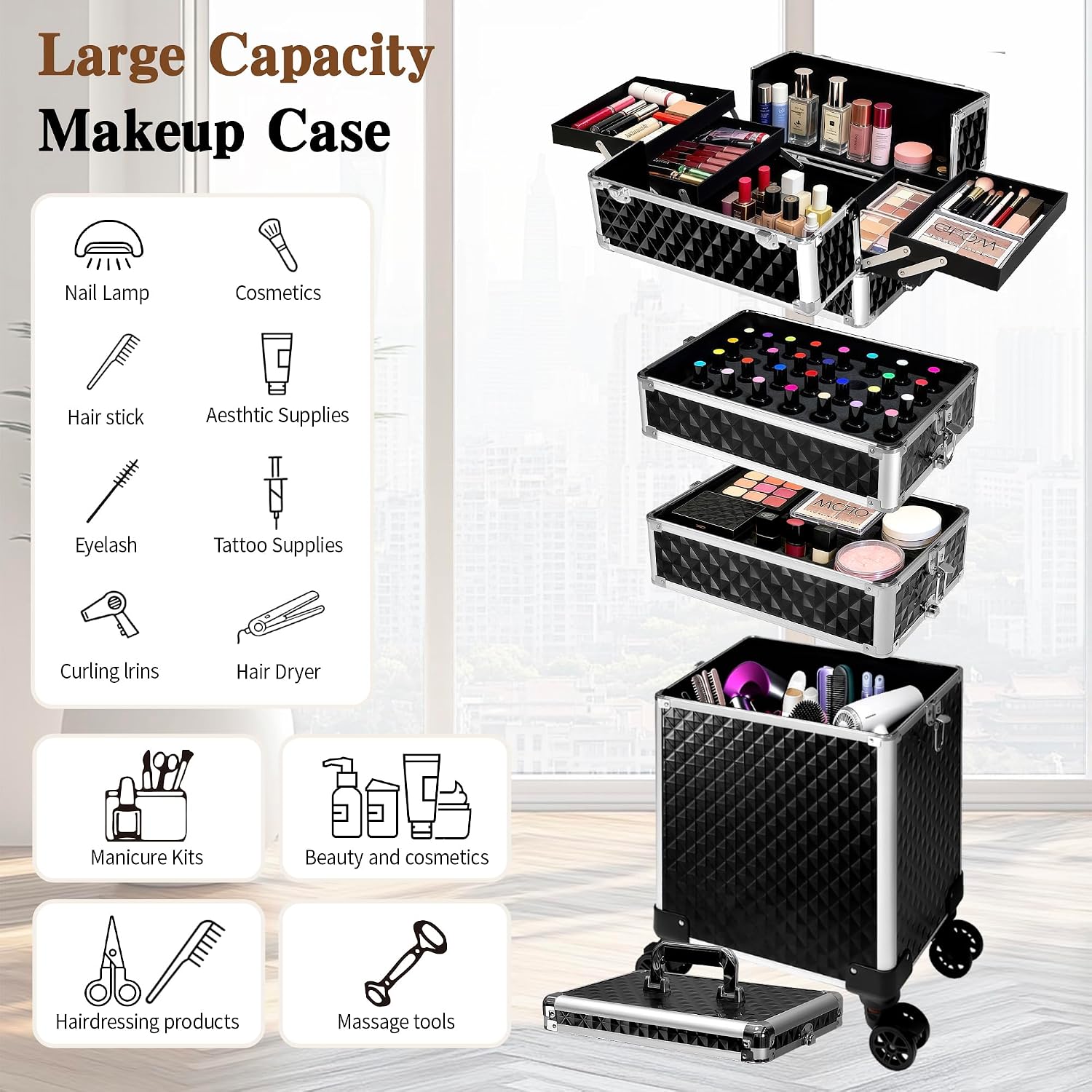 Rollender Make-up-Koffer, Kosm – Caster Wheel Bewertung und Preis